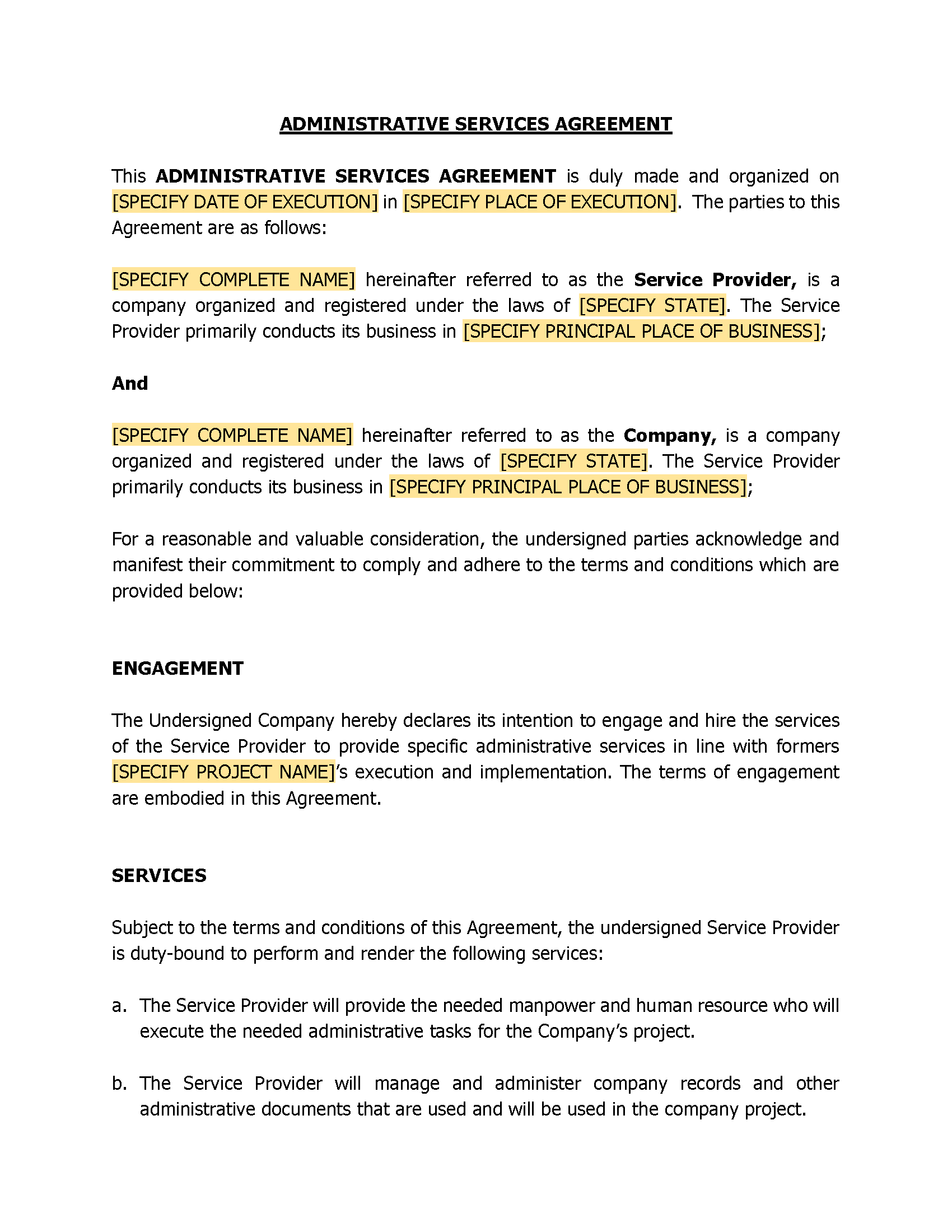 Administrative Services Agreement